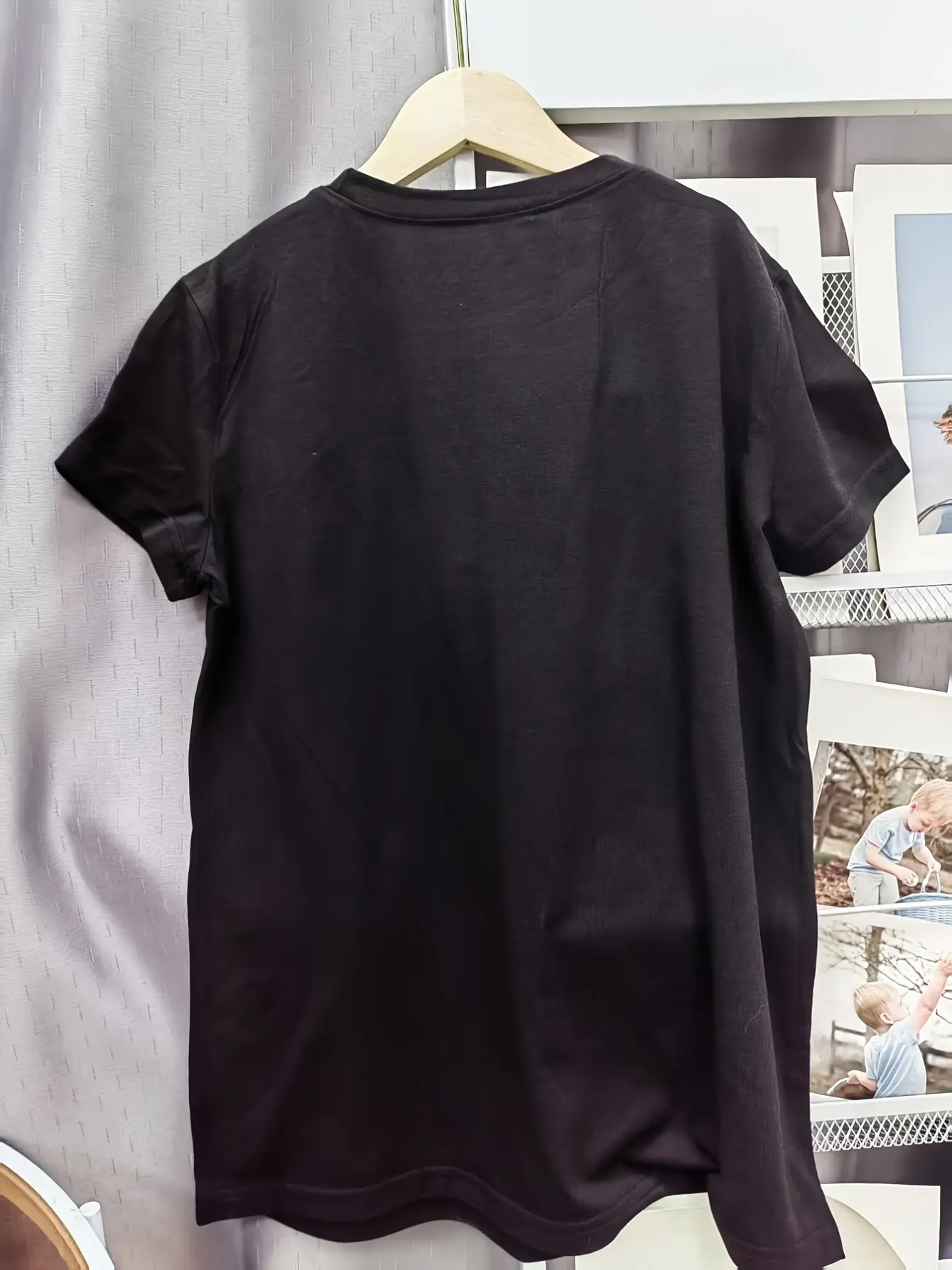 Women’s Black Sculpted Floral Applique Short Sleeve Top gallery view