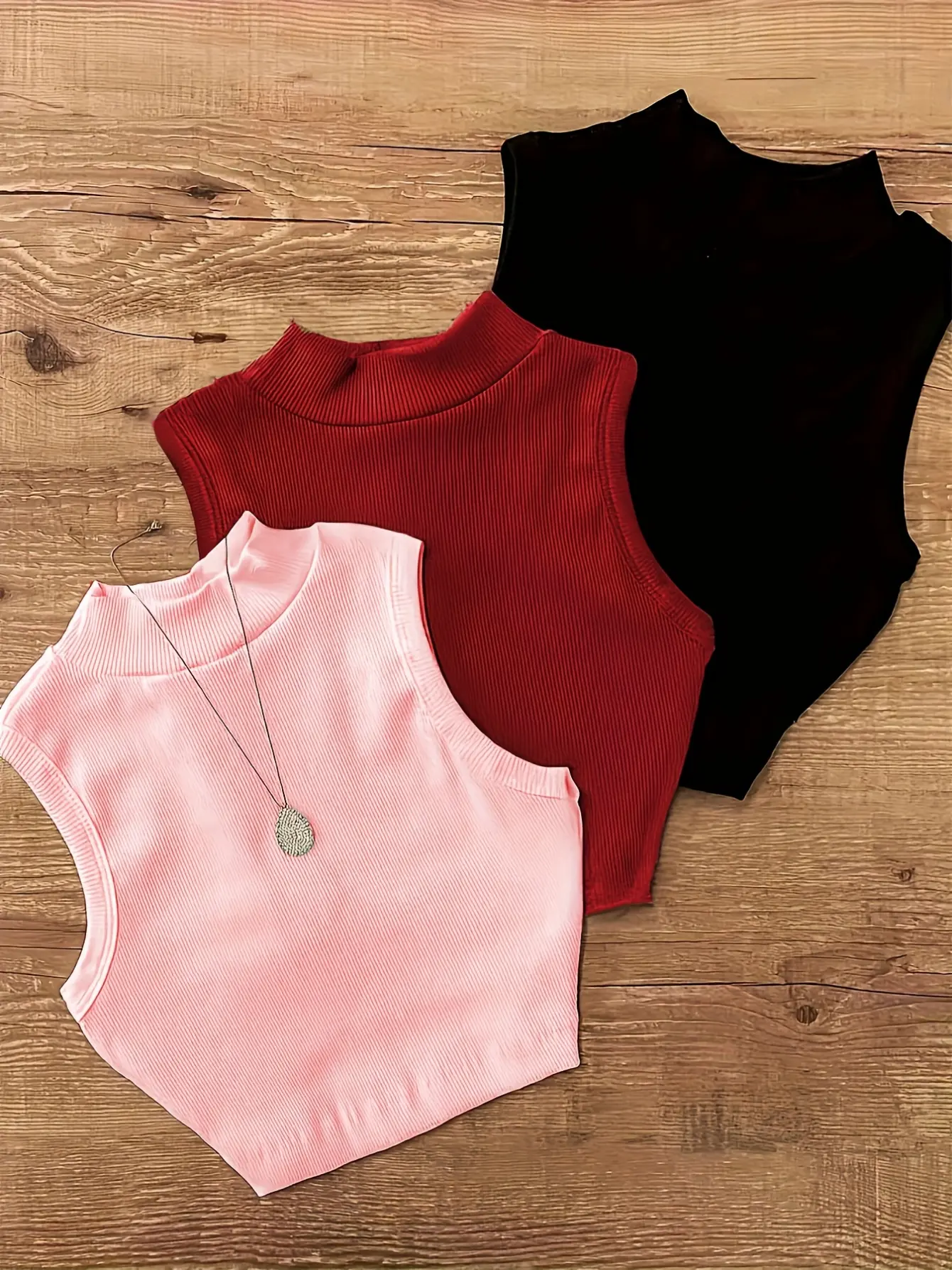 Women’s Three-Pack Mock Neck Sleeveless Tops gallery view