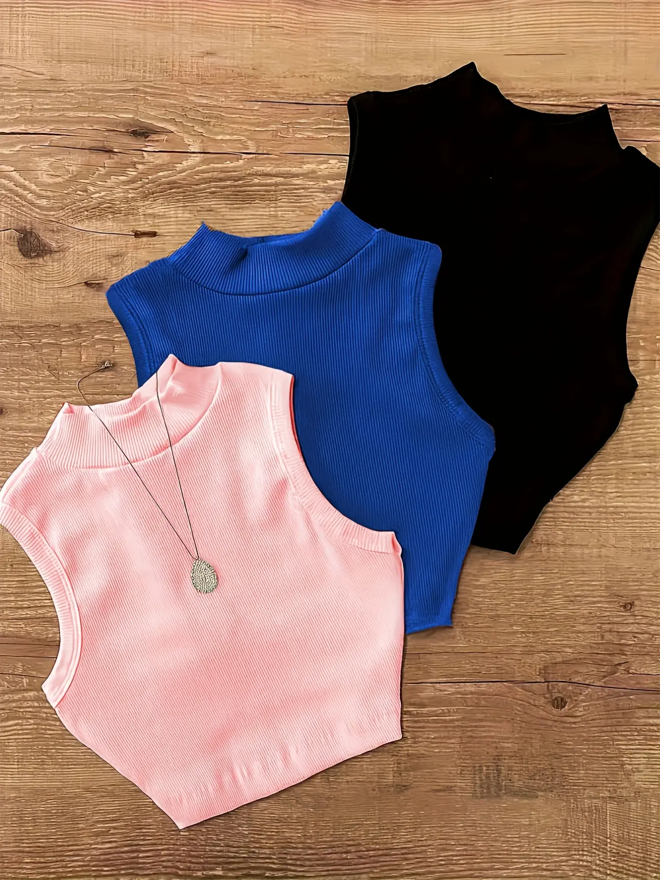 Women’s Three-Pack Mock Neck Sleeveless Tops gallery view
