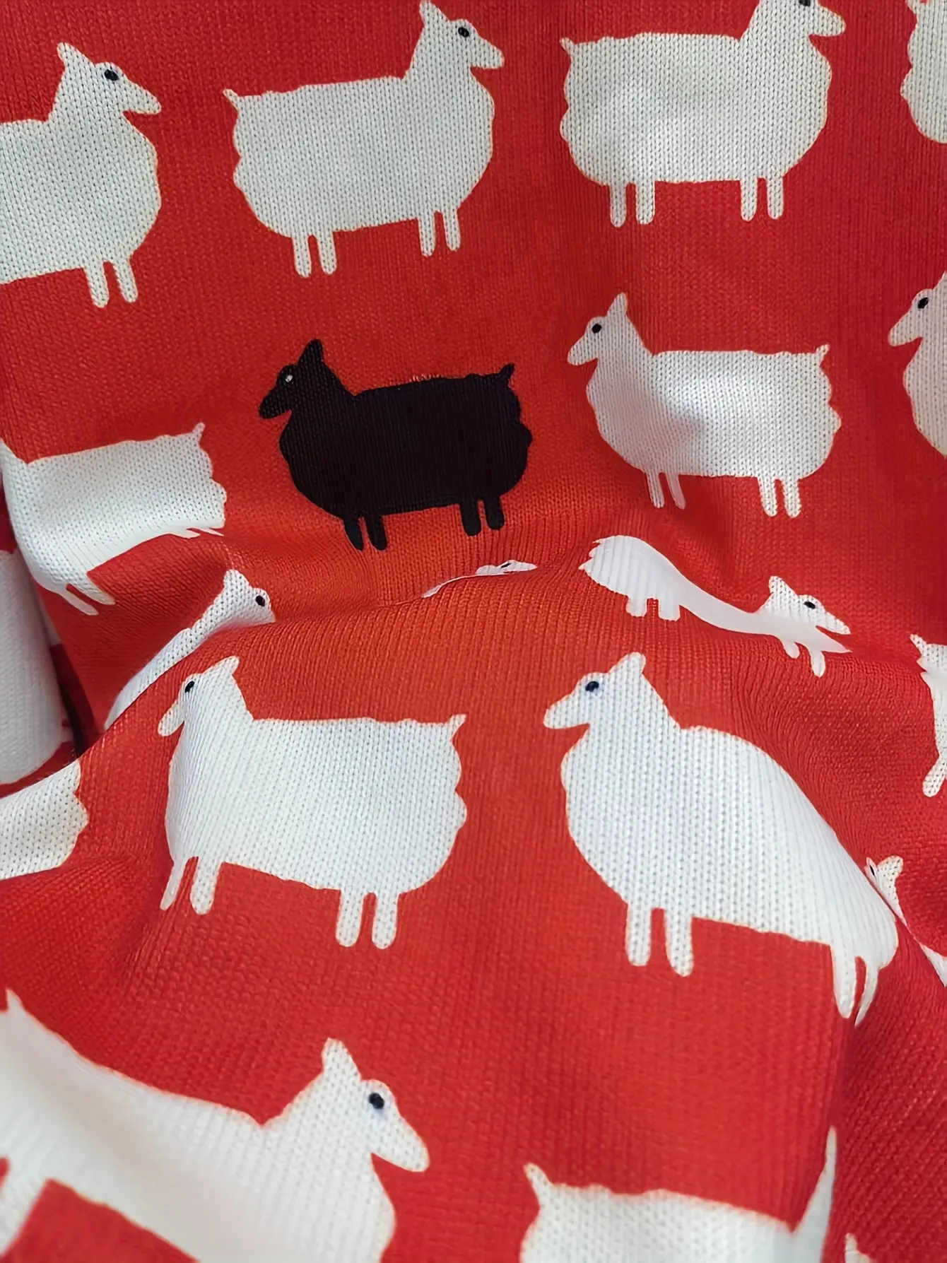Women’s Red Graphic Long Sleeve Knit Top gallery view