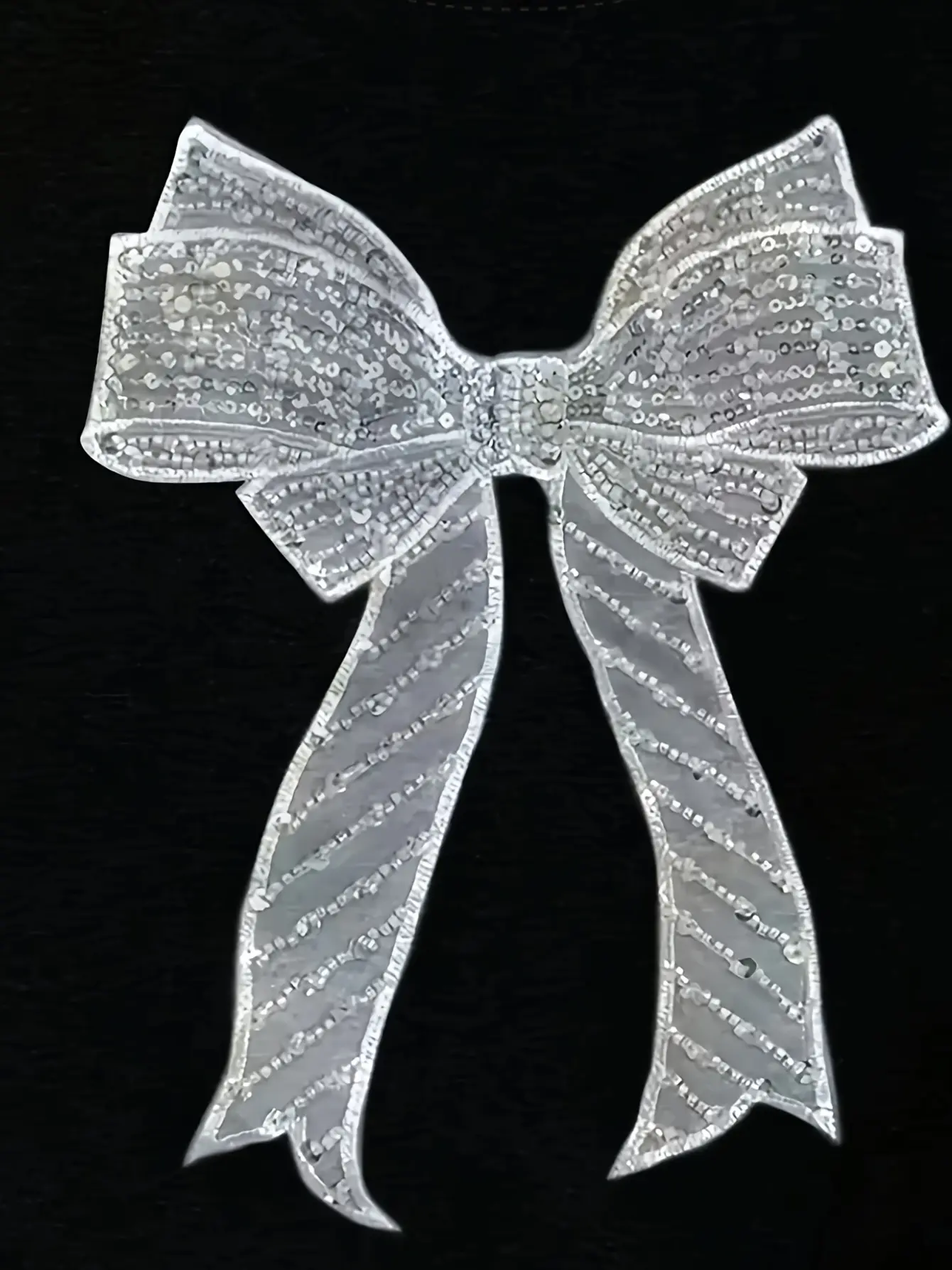 Women’s Black Sequin Bow Embroidered T-Shirt gallery view