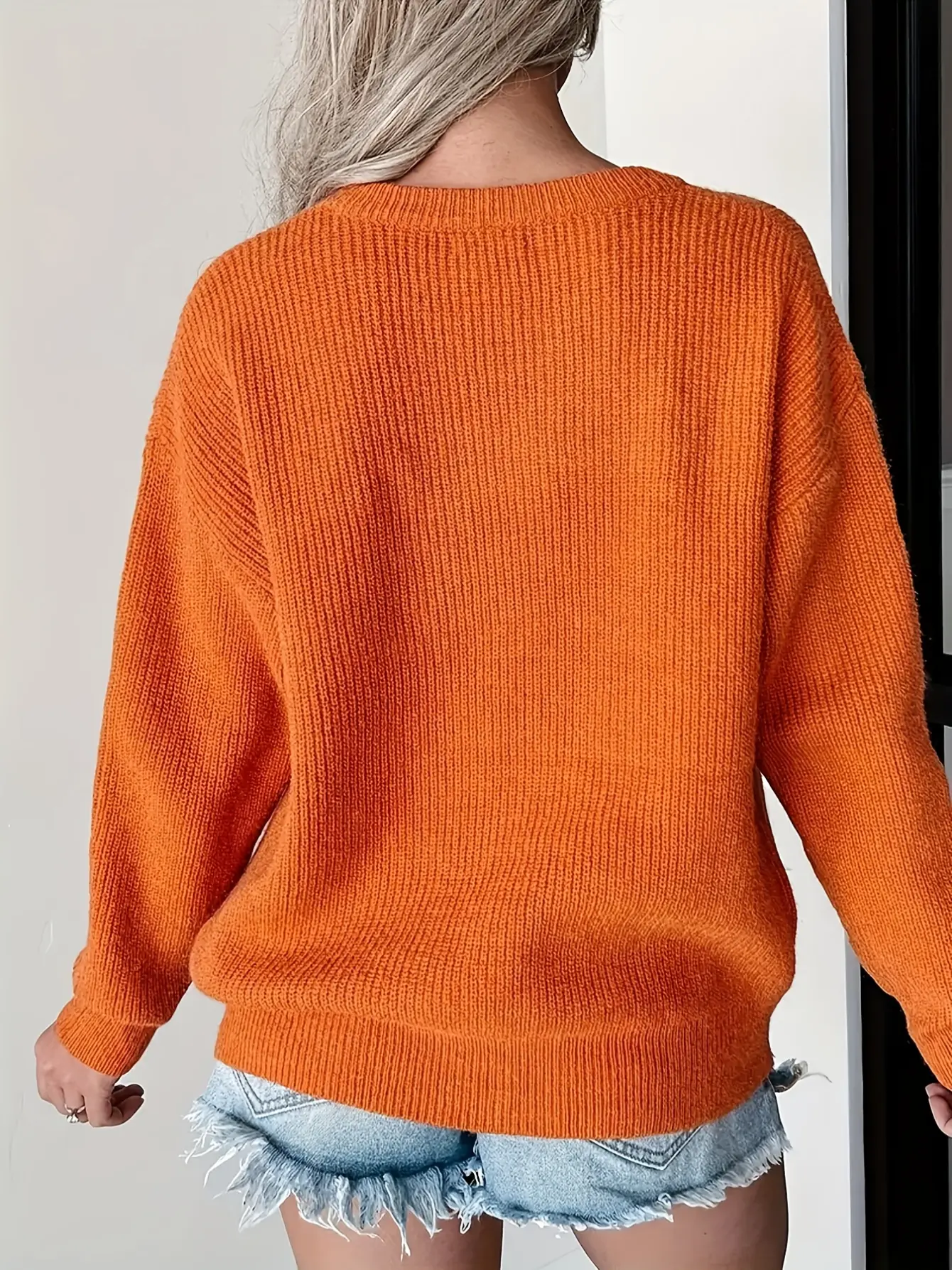 Women’s Orange Hello Pumpkin Holiday Knit Sweater gallery view