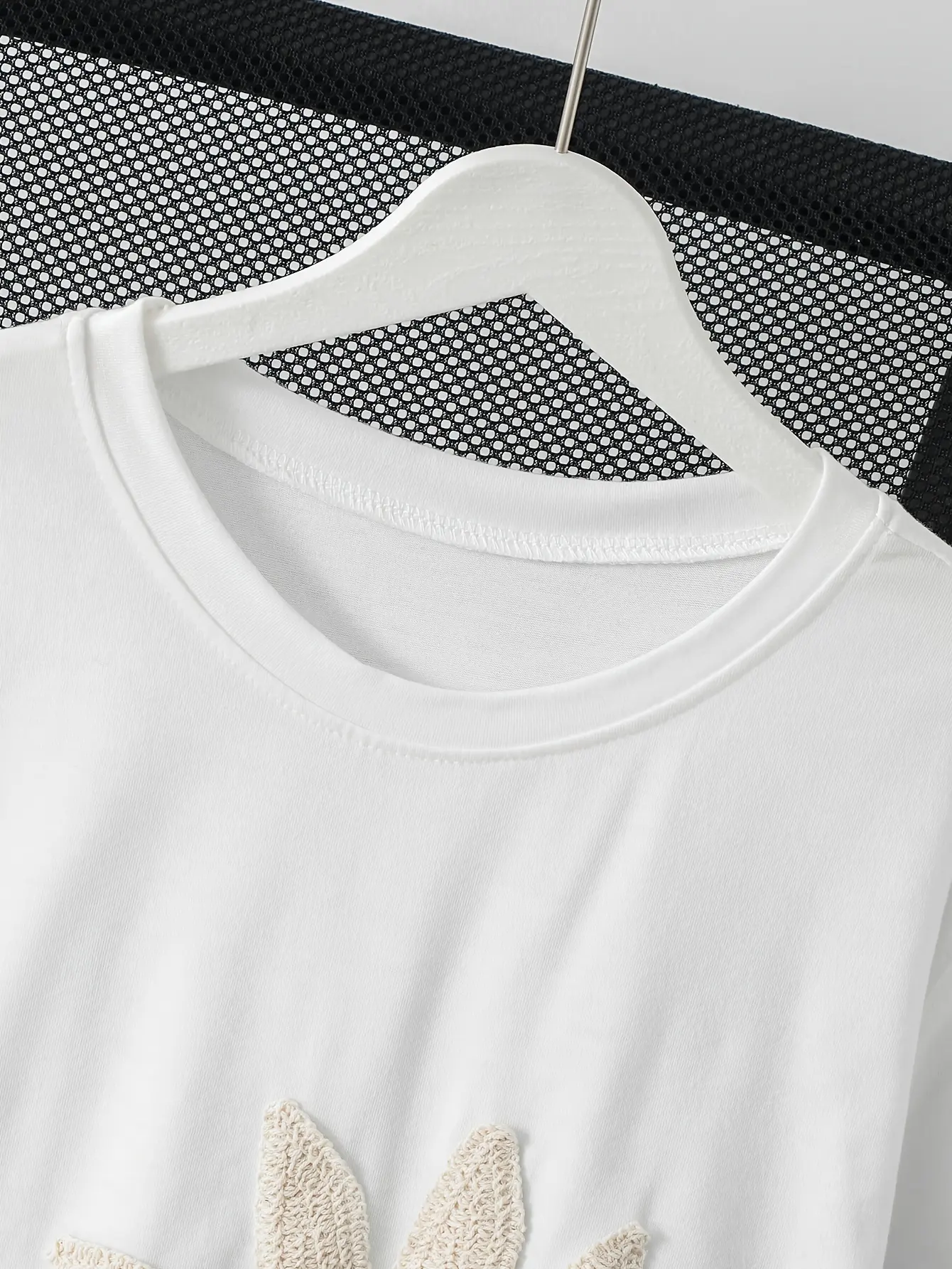 Women’s Crochet Sunflower Applique T-Shirt gallery view
