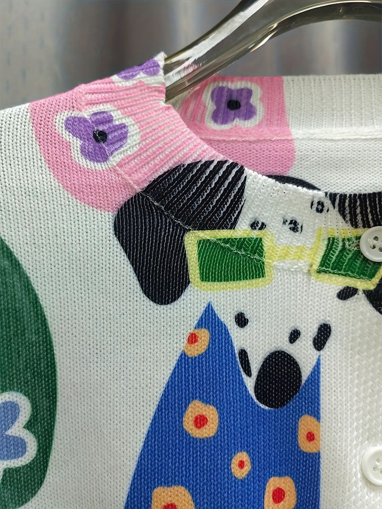 Women’s 3D Dog Print Knit Cardigan gallery view