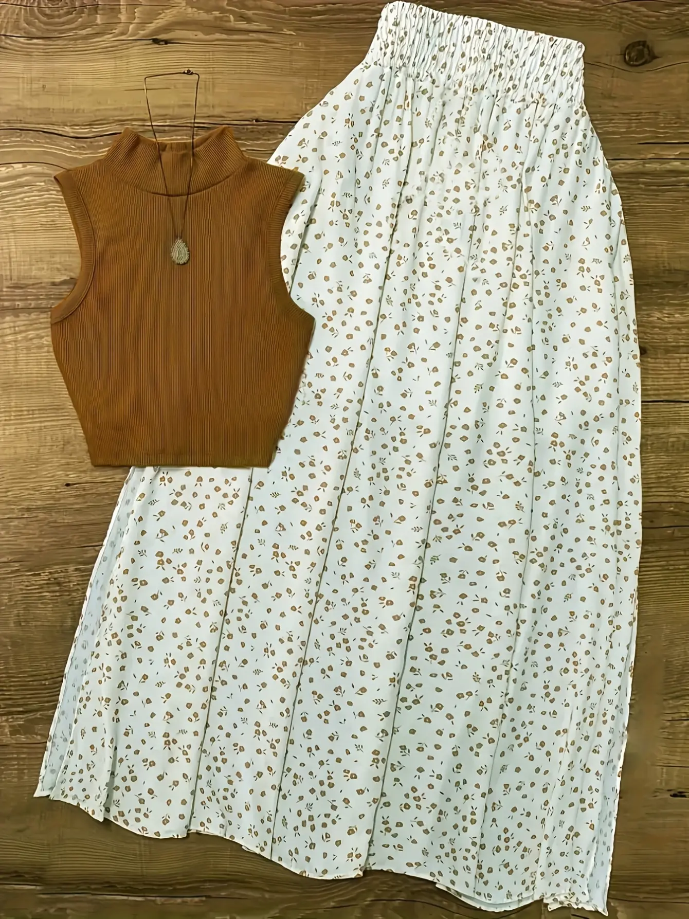 Women’s Sleeveless Top and Ditsy Floral Skirt Set gallery view