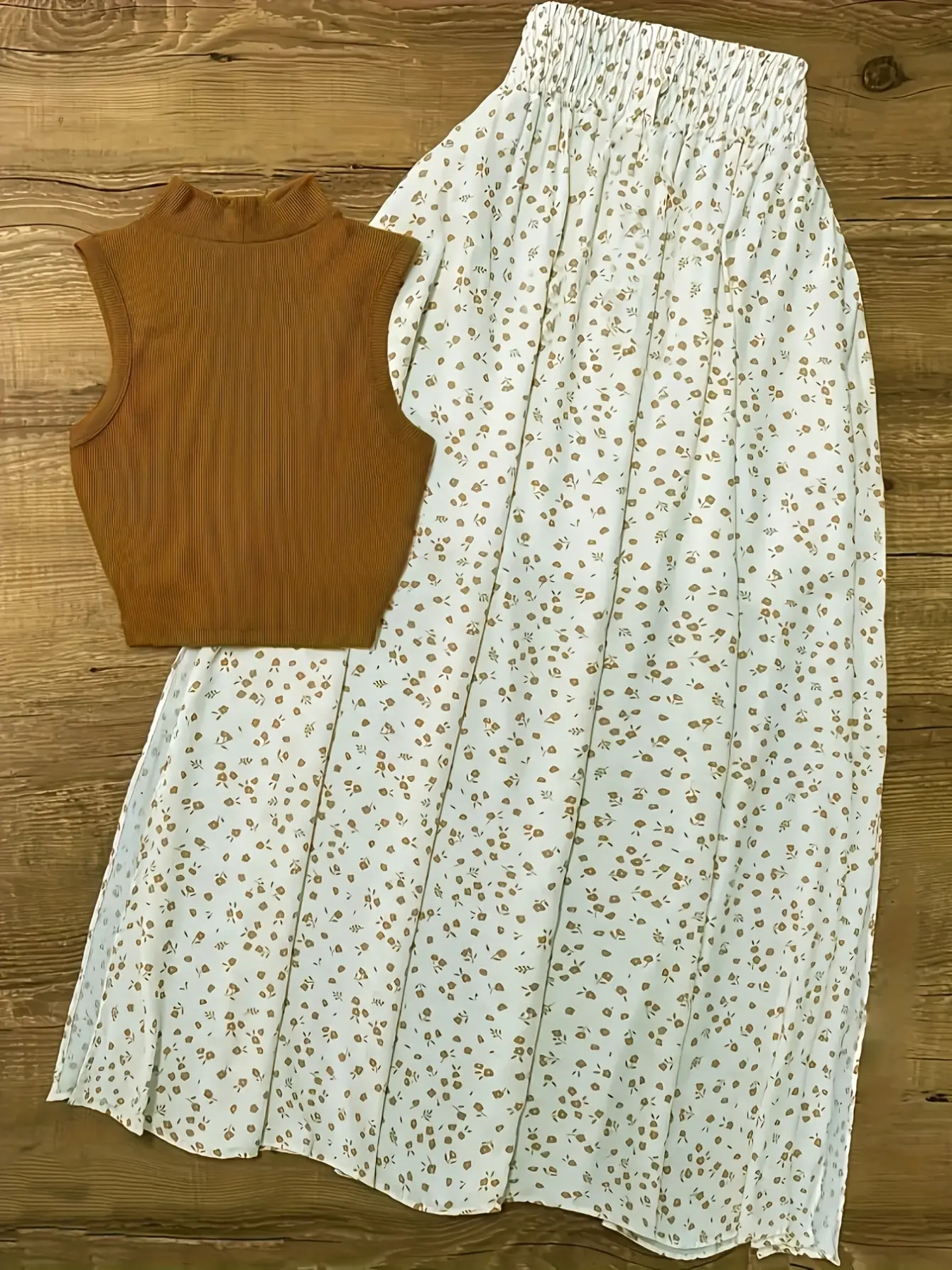 Women’s Sleeveless Top and Ditsy Floral Skirt Set gallery view