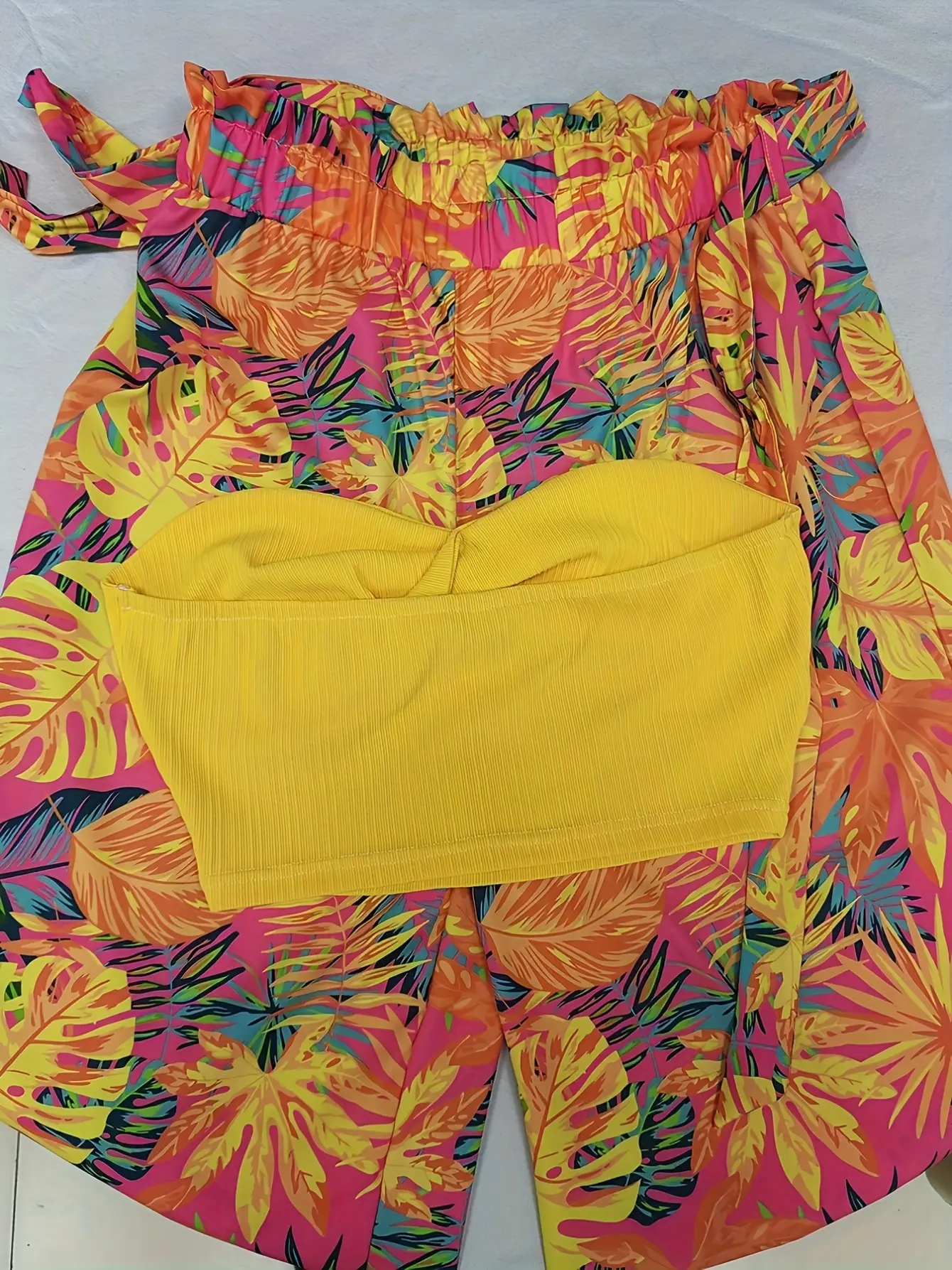 Women’s Yellow Tropical Bandeau and Pants Set gallery view