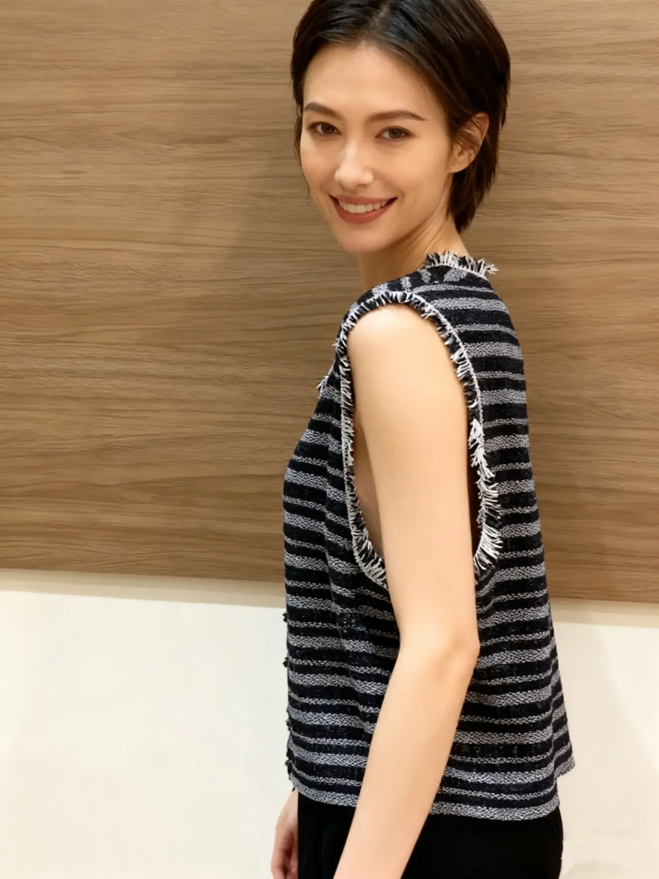 Women’s Black Fringe Knit Vest Cardigan gallery view