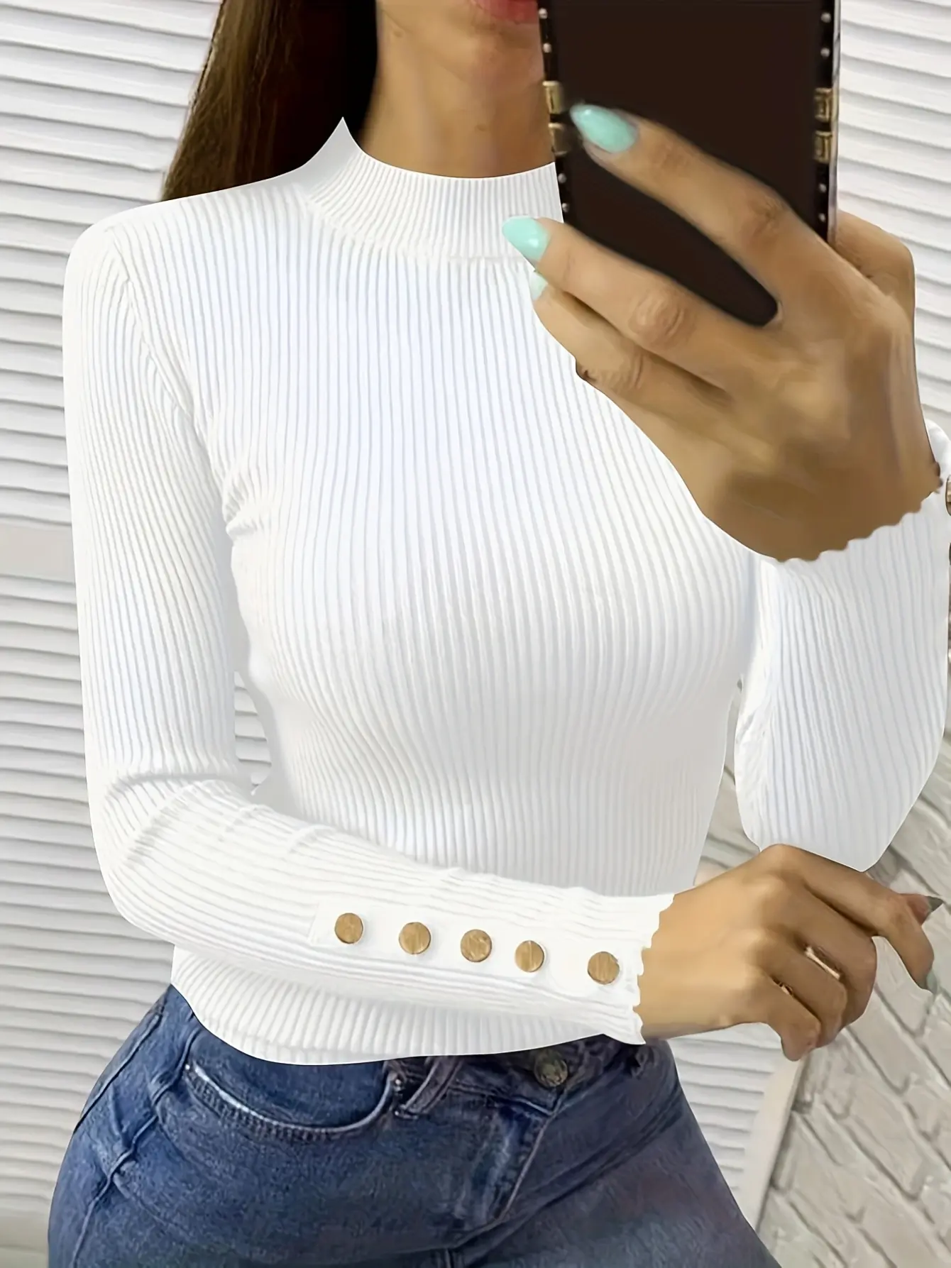 Women’s Three-Pack Mock Neck Long Sleeve Tops gallery view
