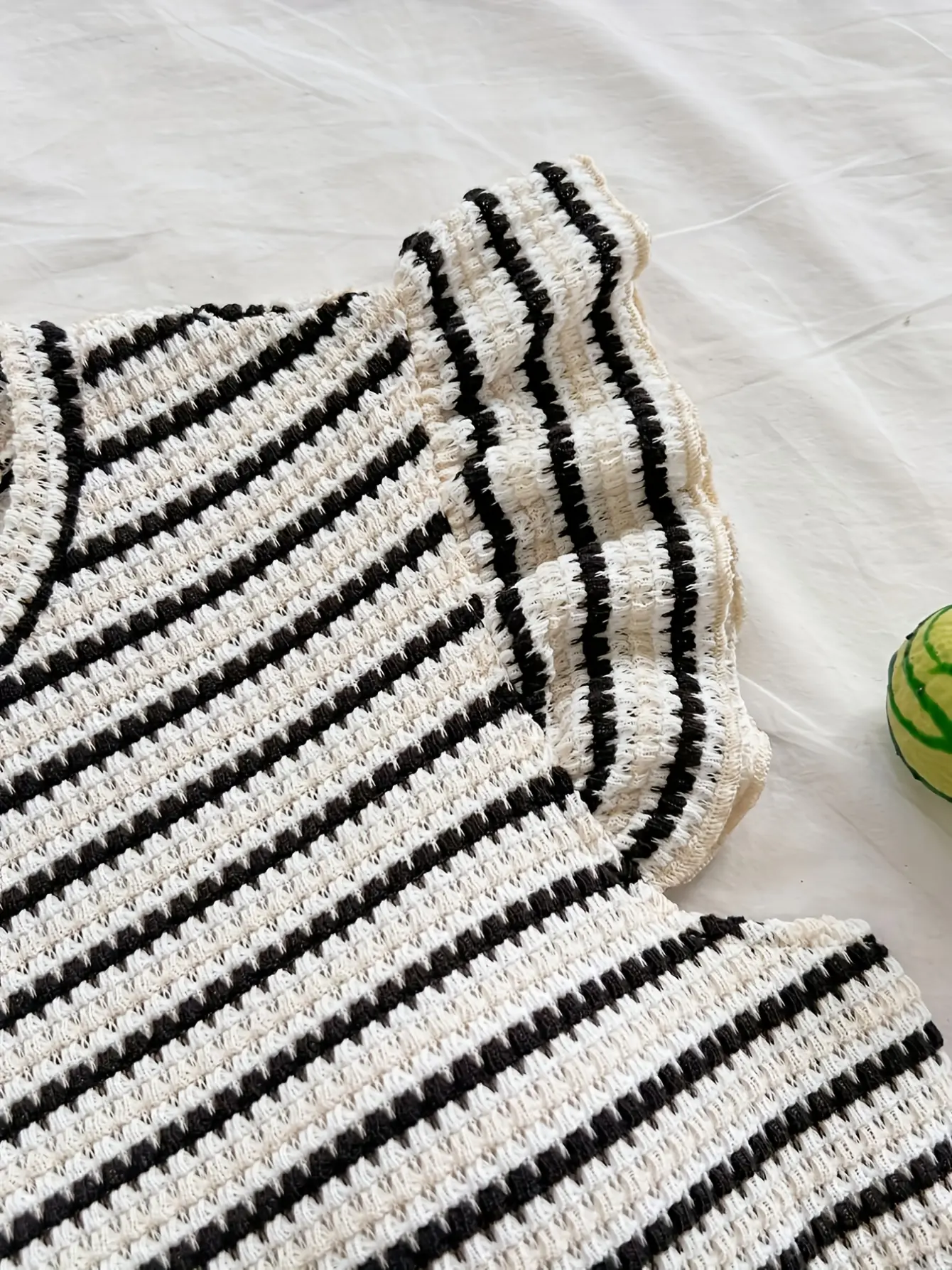 Women’s Striped Ruffle-Sleeve Casual Top gallery view