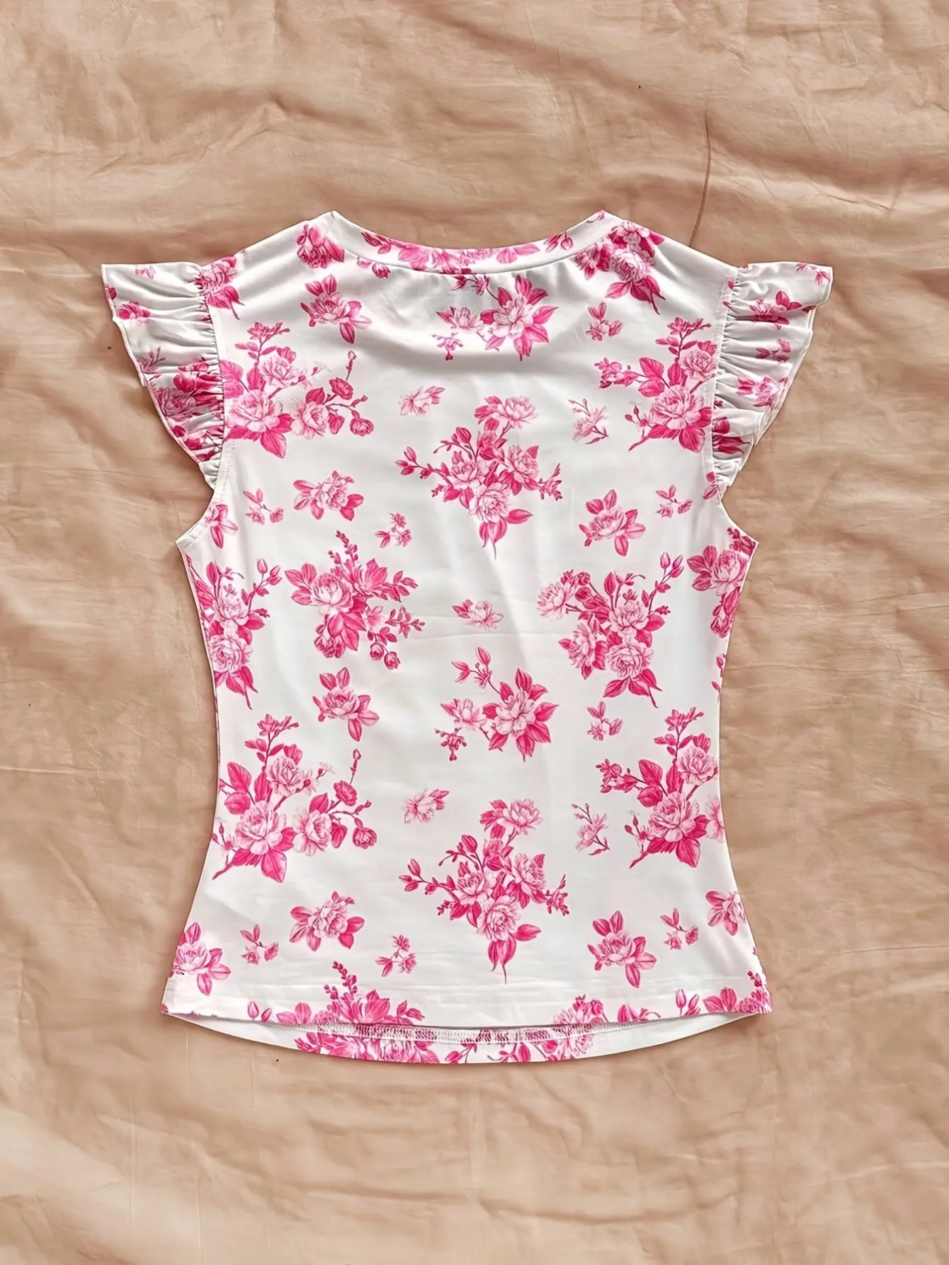 Women’s Tropical Floral Flutter-Sleeve Top gallery view