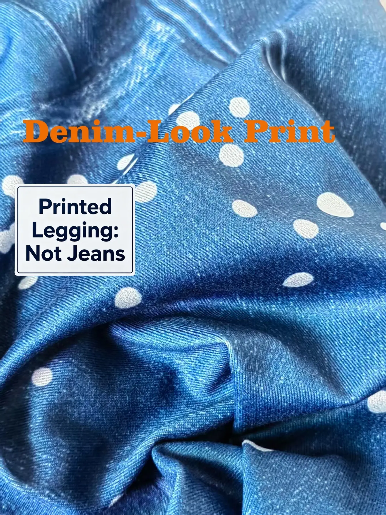 Women’s Rhinestone-Look Faux Denim Print Leggings gallery view