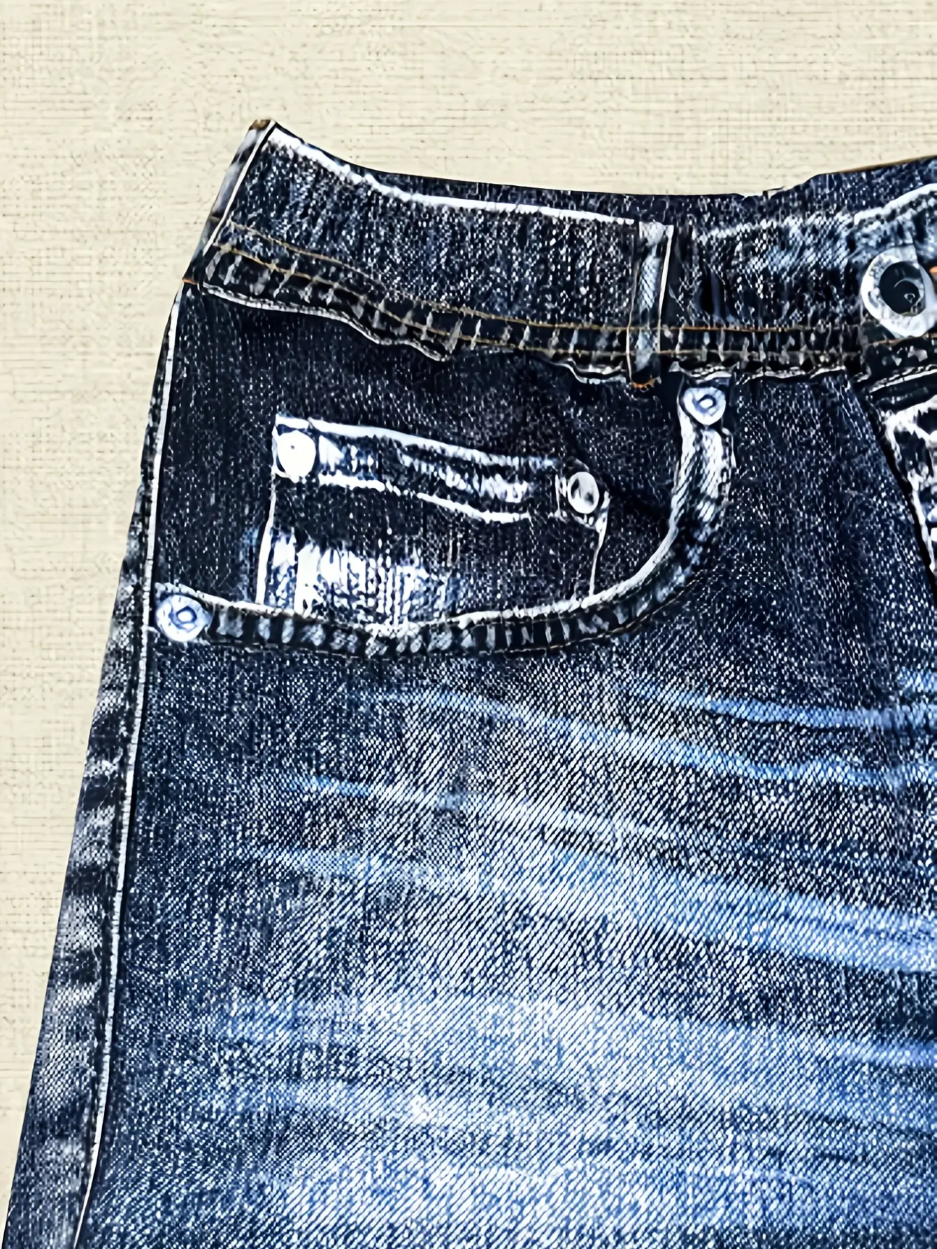 Women’s High-Waist Faux Denim Print Stretch Leggings gallery view