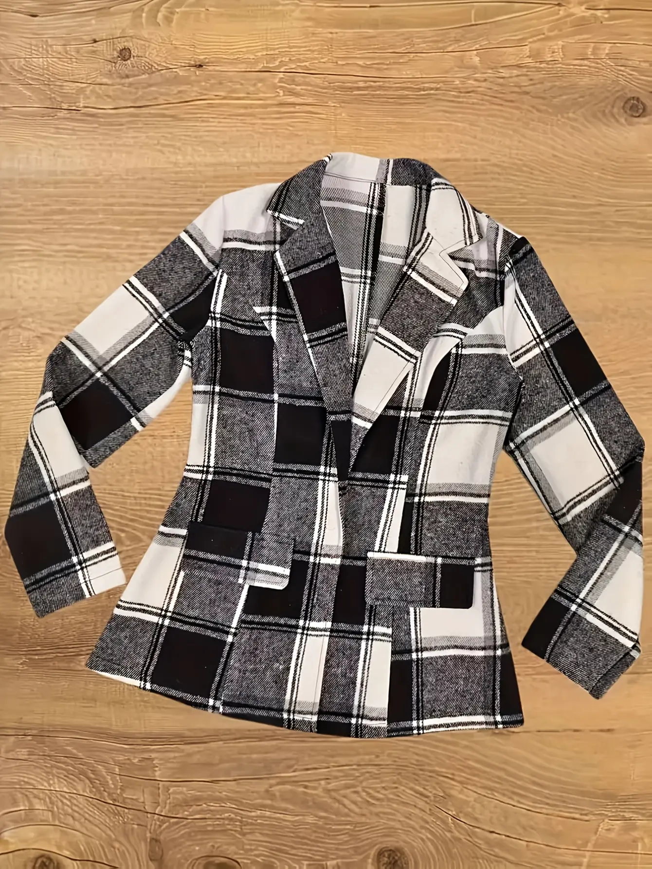 Women’s Black and White Check Blazer, Top and Skirt Set gallery view