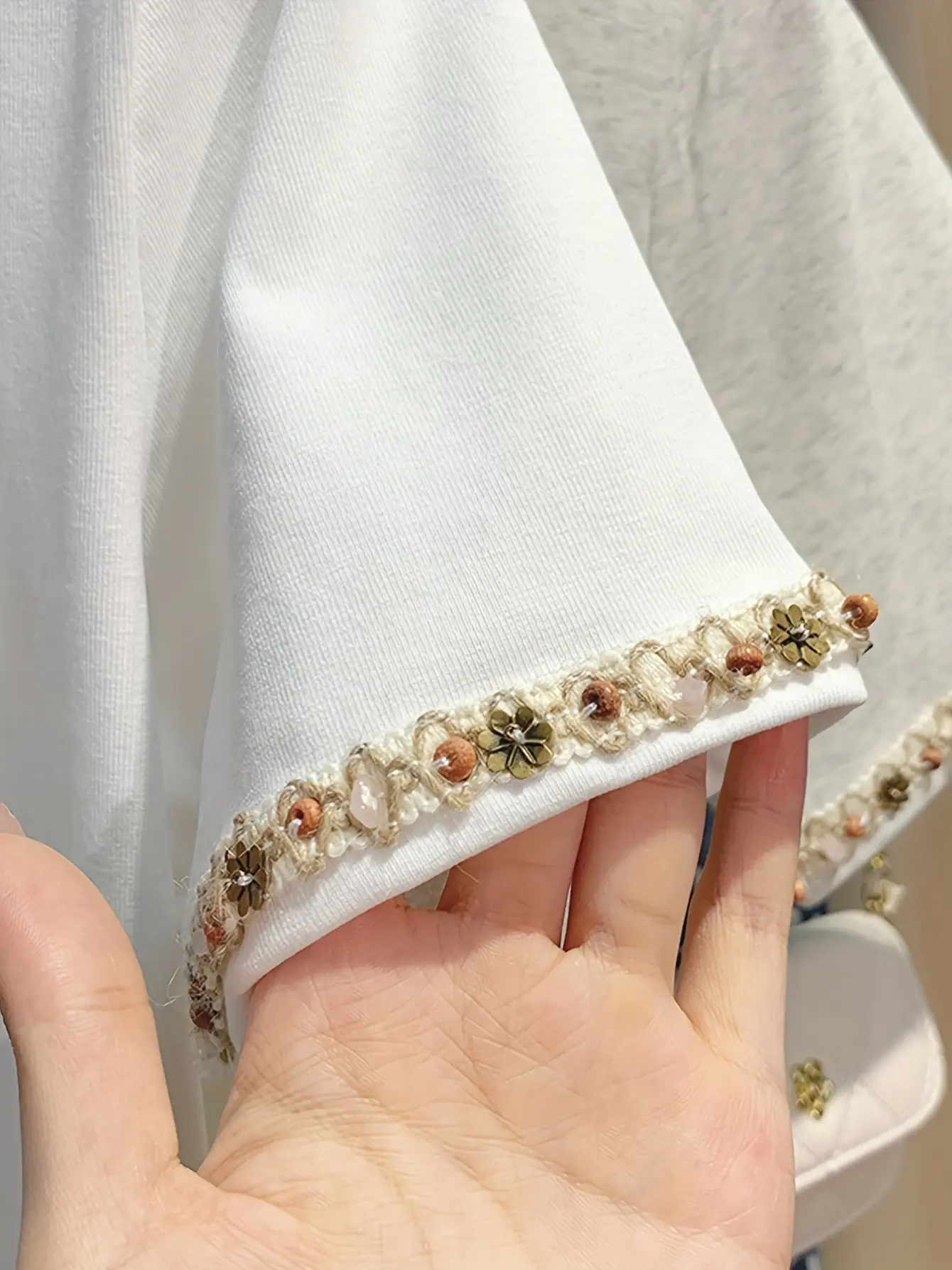 Women’s French-Inspired Ribbon Applique Crewneck Tee gallery view