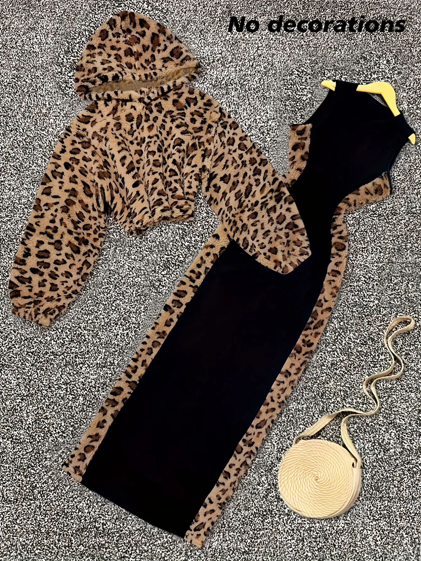 Women's Leopard-Trim Hooded Jacket and Maxi Dress Set