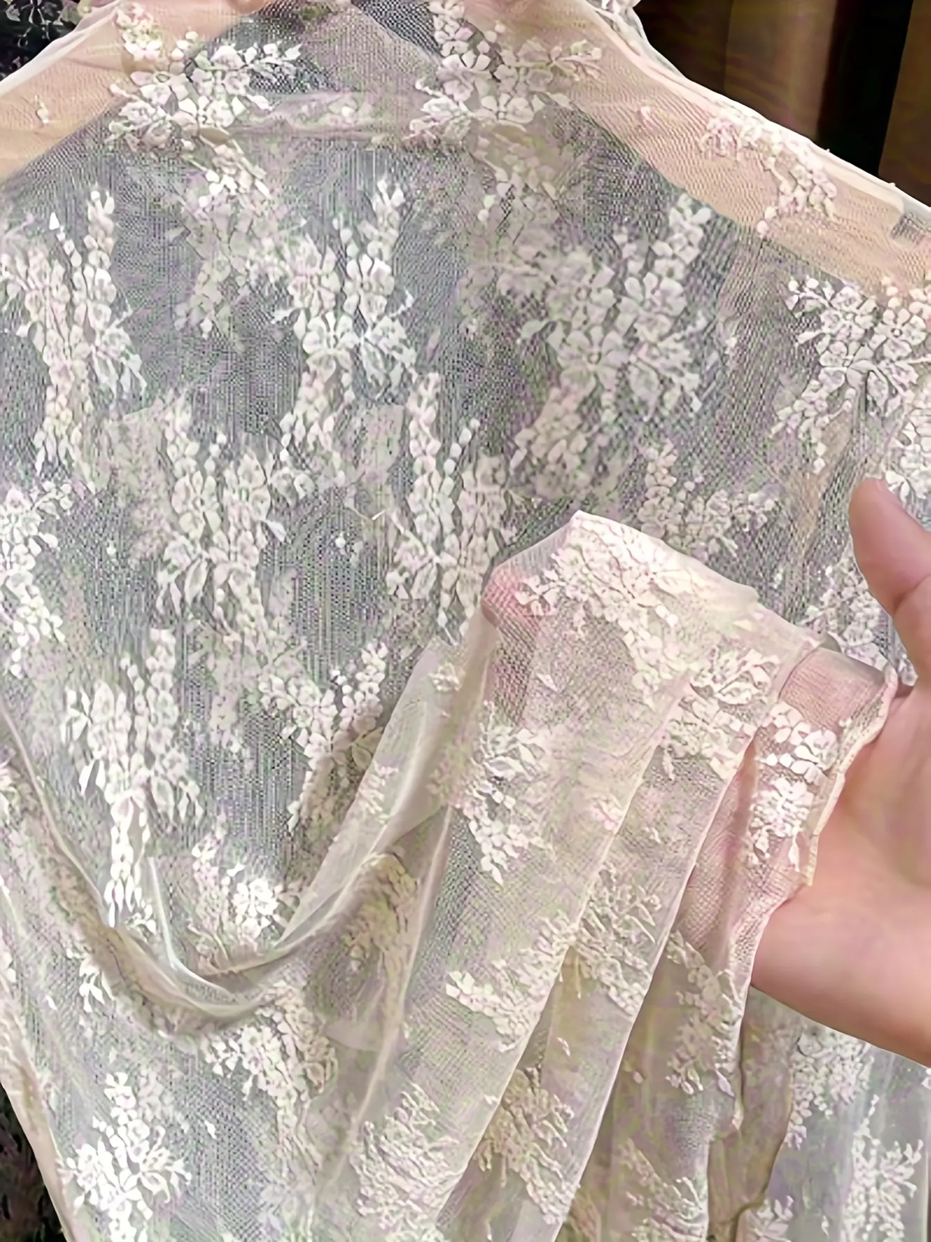 Women’s Lace Mock-Neck Sheer Mesh Long Sleeve Top gallery view