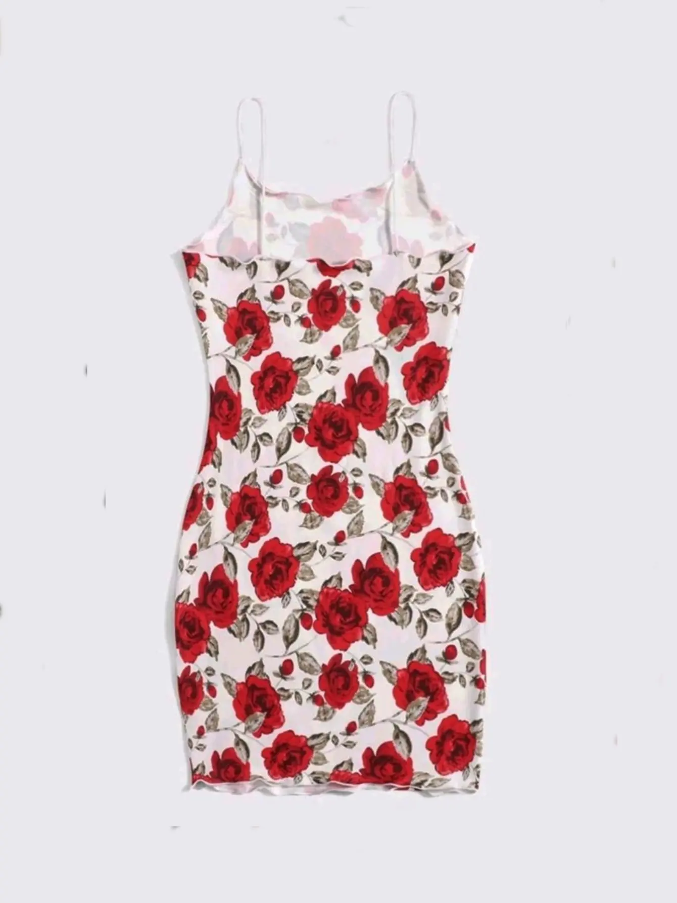 Women’s Romantic Rose Print Spaghetti Strap Dress gallery view