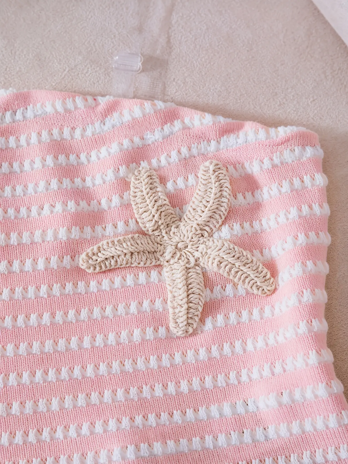 Women’s pink starfish cami top striped fabric detail
