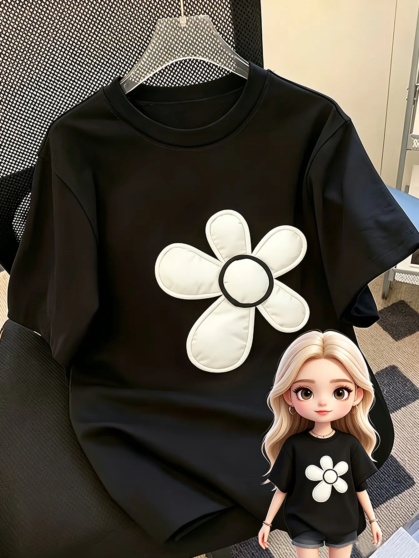 Women's Appliqué Crew-Neck Short-Sleeve Top
